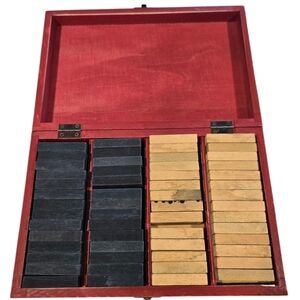 Red Wooden Box with Black and Tan Tiles